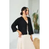Keten Kısa Kimono Siyah