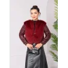Kolu Cep Detaylı Deri&kürk Ceket Bordo
