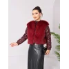 Kolu Cep Detaylı Deri&kürk Ceket Bordo