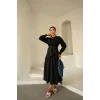 Kraşlı Vual Elbise Siyah