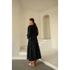 Kraşlı Vual Elbise Siyah