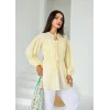 Ön Büzgülü Uzun Tunik Limon