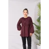 Papatyalı Flower Tunik Bordo