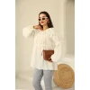 Papatyalı Flower Tunik Ekru