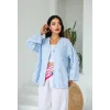 Saçaklı Kimono Bebe Mavi