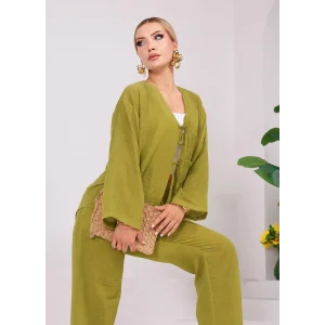 Bağlama Detaylı Kimono Pantolon Takım