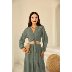 Bağlamalı Bürümcük Etek Takım Yeşil