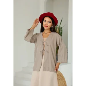 Çift Bağlamalı Uzun Kimono Duman