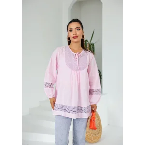 Dantel Detaylı Tunik Pembe