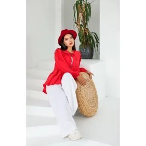 İp Bağcıklı Kat Kat Kimono Kırmızı