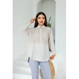 Önü Dantel Detaylı Gömlek