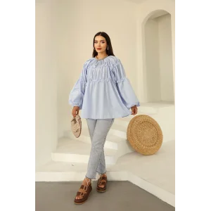 Papatyalı Flower Tunik Bebe Mavi