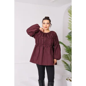 Papatyalı Flower Tunik Bordo