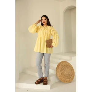 Papatyalı Flower Tunik Limon