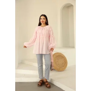 Papatyalı Flower Tunik Pembe