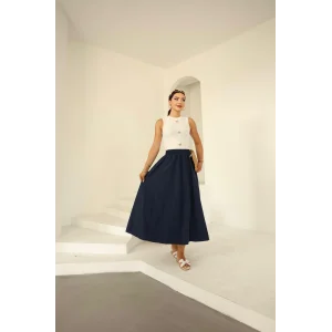 Poplin Etek Lacivert