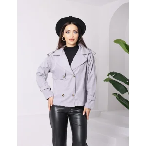 Roba Detaylı Kısa Trençkot Gri