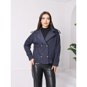 Roba Detaylı Kısa Trençkot Lacivert