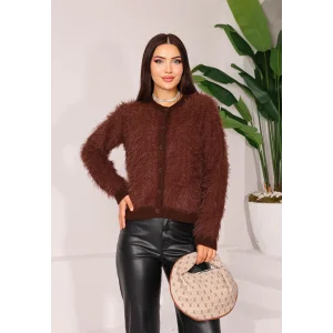 Saçaklı Triko Hırka Acı Kahve