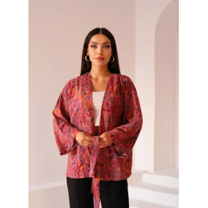 Şal Desen Kuşaklı Kimono