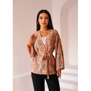 Şal Desen Kuşaklı Kimono