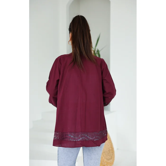 Dantel Detaylı Tunik Bordo