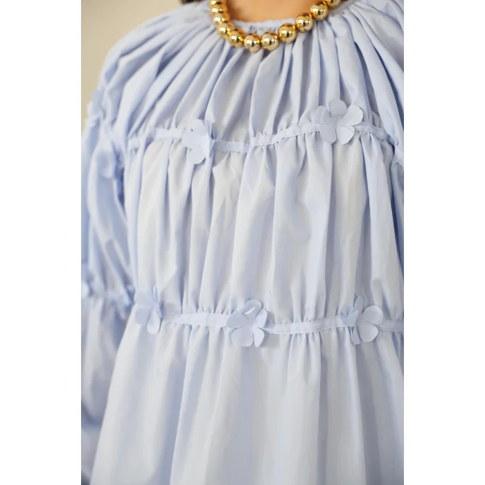 Papatyalı Flower Tunik Bebe Mavi