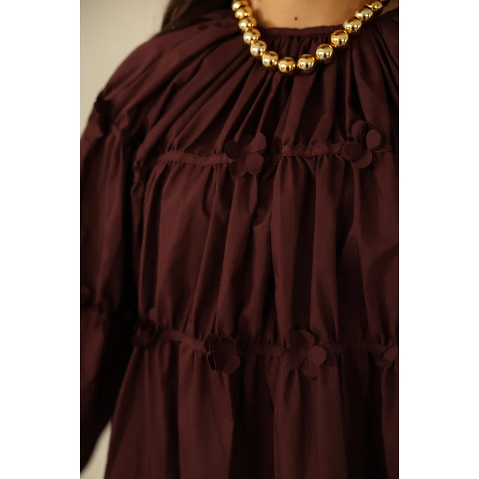 Papatyalı Flower Tunik Acı Kahve