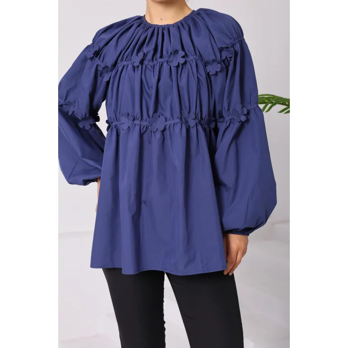 Papatyalı Flower Tunik Lacivert