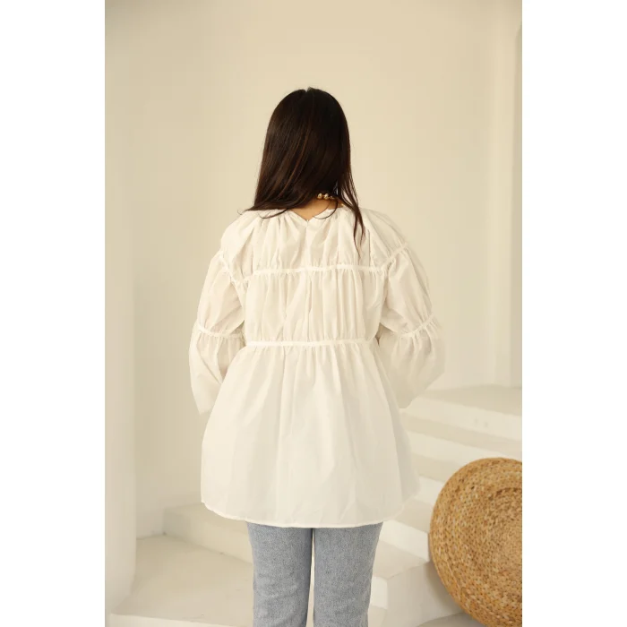 Papatyalı Flower Tunik Ekru