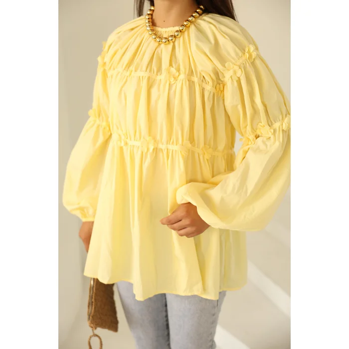 Papatyalı Flower Tunik Limon