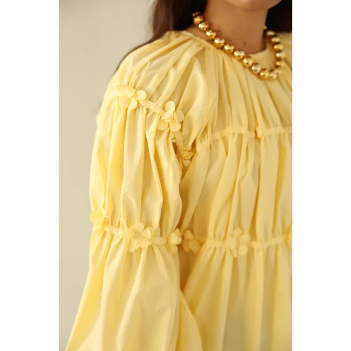 Papatyalı Flower Tunik Limon