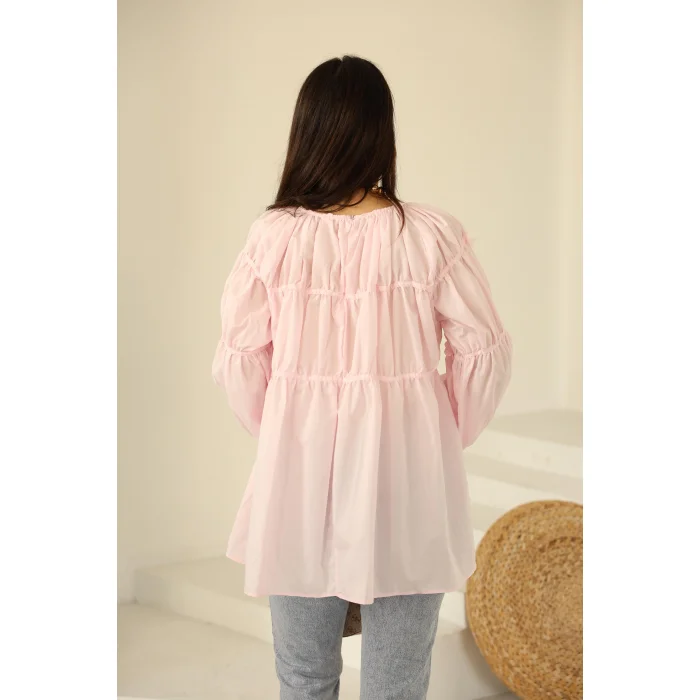 Papatyalı Flower Tunik Pembe