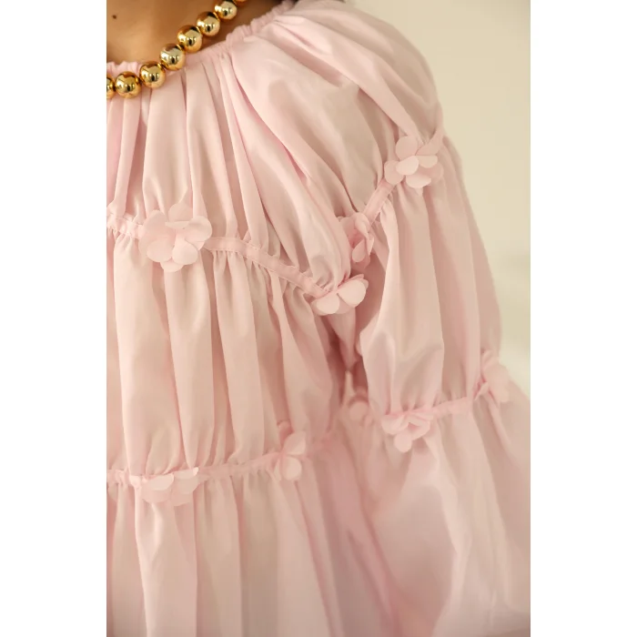 Papatyalı Flower Tunik Pembe