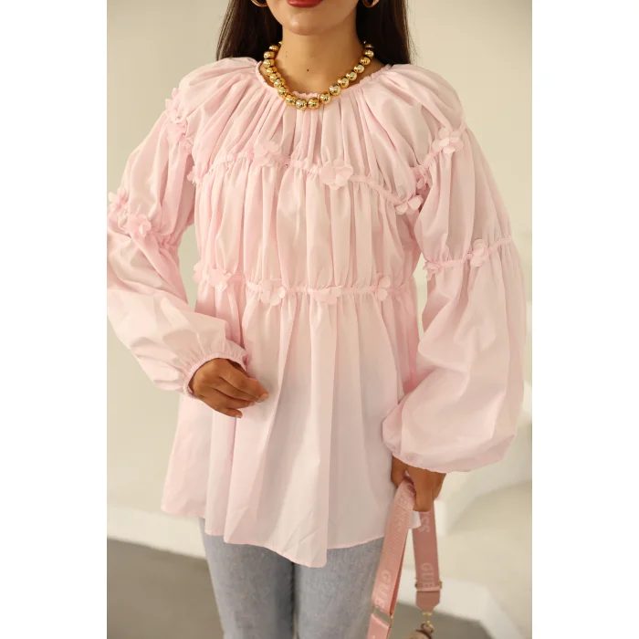 Papatyalı Flower Tunik Pembe