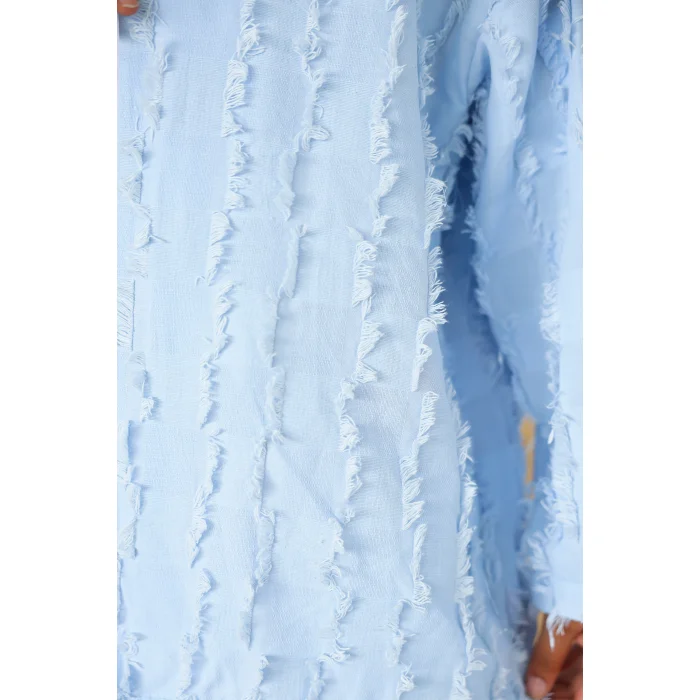 Saçaklı Kimono Bebe Mavi