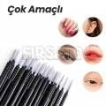 100 Adet Uzun Micro Brush Seti - Çok Amaçlı Makyaj, Kirpik Lifting, Kaş Laminasyonu, Tırnak Tasarım, Elektronik Detay Temizlik Fırçası