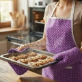 3lü Beyaz Puantiyeli Mutfak Seti, Mutfak Önlüğü, Isıya dayanıklı Fırın eldiveni, Turacak takımı