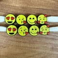 Aşk Emojili Ayakkabı Bağcığı Charmları (1 Çift) - Beyaz Bağcıklı ve 4 Farklı Emoji Modeli (SetA)