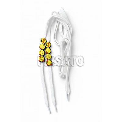 Aşk Emojili Ayakkabı Bağcığı Charmları (1 Çift) - Beyaz Bağcıklı ve 4 Farklı Emoji Modeli (SetA)