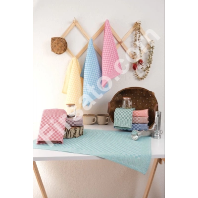 Damalı Peçete Seti | 8li Asorti Renkli Mutfak Havlusu Seti & Alman Peçetesi & Kurulama Bezi 50x70cm