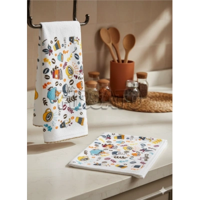 EKO Havlu Dokulu Baskı Desenli 30x50 3lü Mutfak Havlusu | Kurulama Bezi