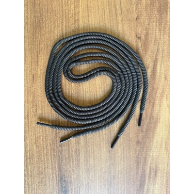 Premium Yuvarlak Kalın Bot Ayakkabı Bağcığı 120 cm - Siyah / Füme