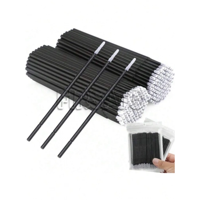 100 Adet Uzun Micro Brush Seti - Çok Amaçlı Makyaj, Kirpik Lifting, Kaş Laminasyonu, Tırnak Tasarım, Elektronik Detay Temizlik Fırçası