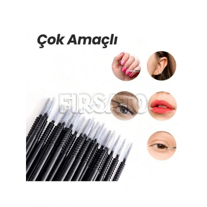 100 Adet Uzun Micro Brush Seti - Çok Amaçlı Makyaj, Kirpik Lifting, Kaş Laminasyonu, Tırnak Tasarım, Elektronik Detay Temizlik Fırçası