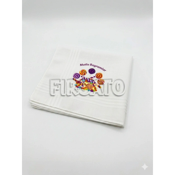 Bayram Mendili Mutlu Bayramlar Baskılı 10 ADET | Hediyelik | Mendil 28x28cm