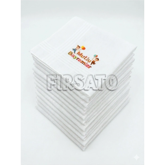 Bayram Mendili Mutlu Bayramlar Baskılı 10 ADET | Hediyelik | Mendil 28x28cm