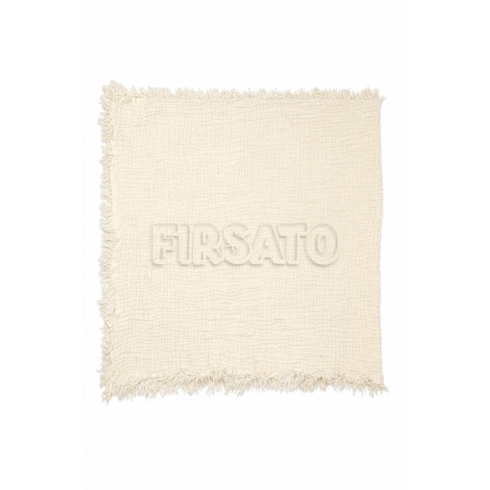 4 Katlı Müslin Bebek Örtüsü – 100x120 cm, Saçaklı, Yumuşak Dokulu, %100 Pamuk