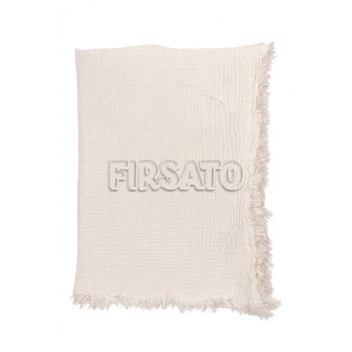 4 Katlı Müslin Bebek Örtüsü – 100x120 cm, Saçaklı, Yumuşak Dokulu, %100 Pamuk