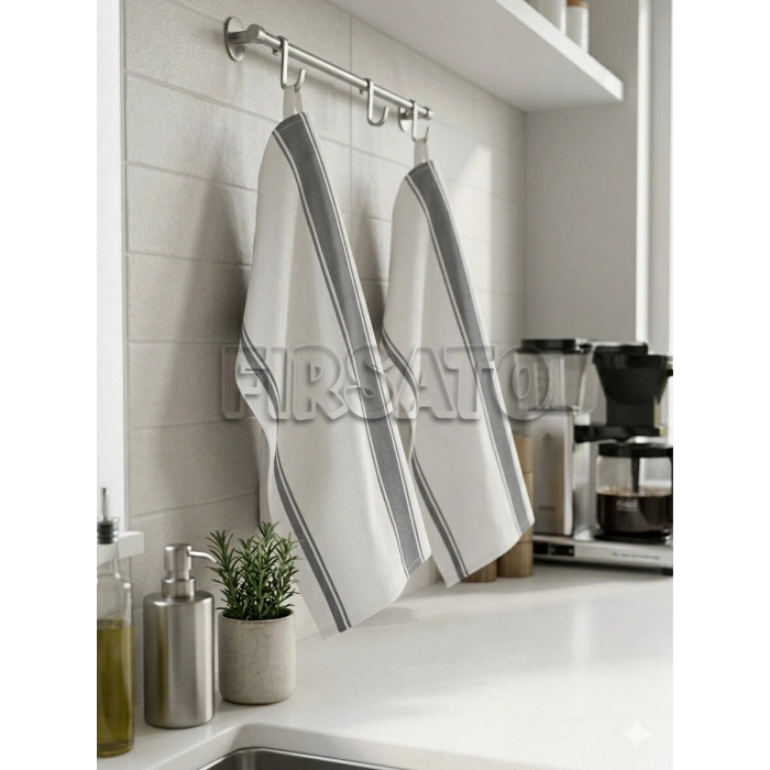 Sono Serisi - %100 Pamuklu 2’li Premium Mutfak Kurulama Bezi | Servis Peçetesi Seti (50x70 cm)